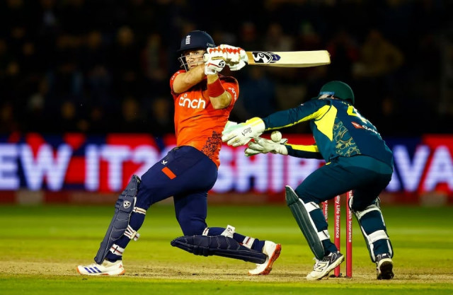england s liam livingstone in action during second t20 international match between england and australia at sophia gardens cricket ground cardiff wales britain on september 13 2024 photo reuters england s liam livingstone in action during second t20 international match between england and australia at sophia gardens cricket ground cardiff wales britain on september 13 2024 photo reuters