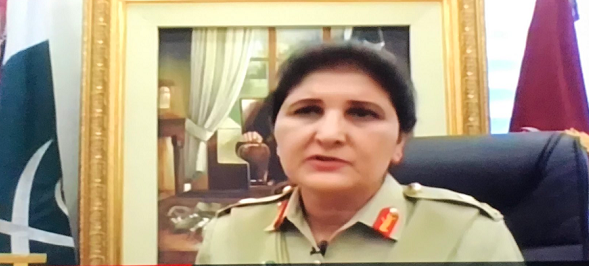 pakistan s first female lt gen nigar johar khan during an interview with bbc world news screengrab