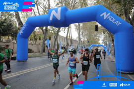 one foot in front of the other