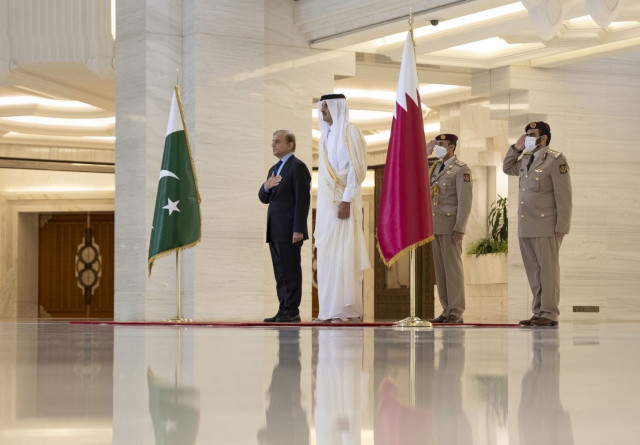 pm shehbaz during his official qatar visit photo app file pm shehbaz during his official qatar visit photo app file