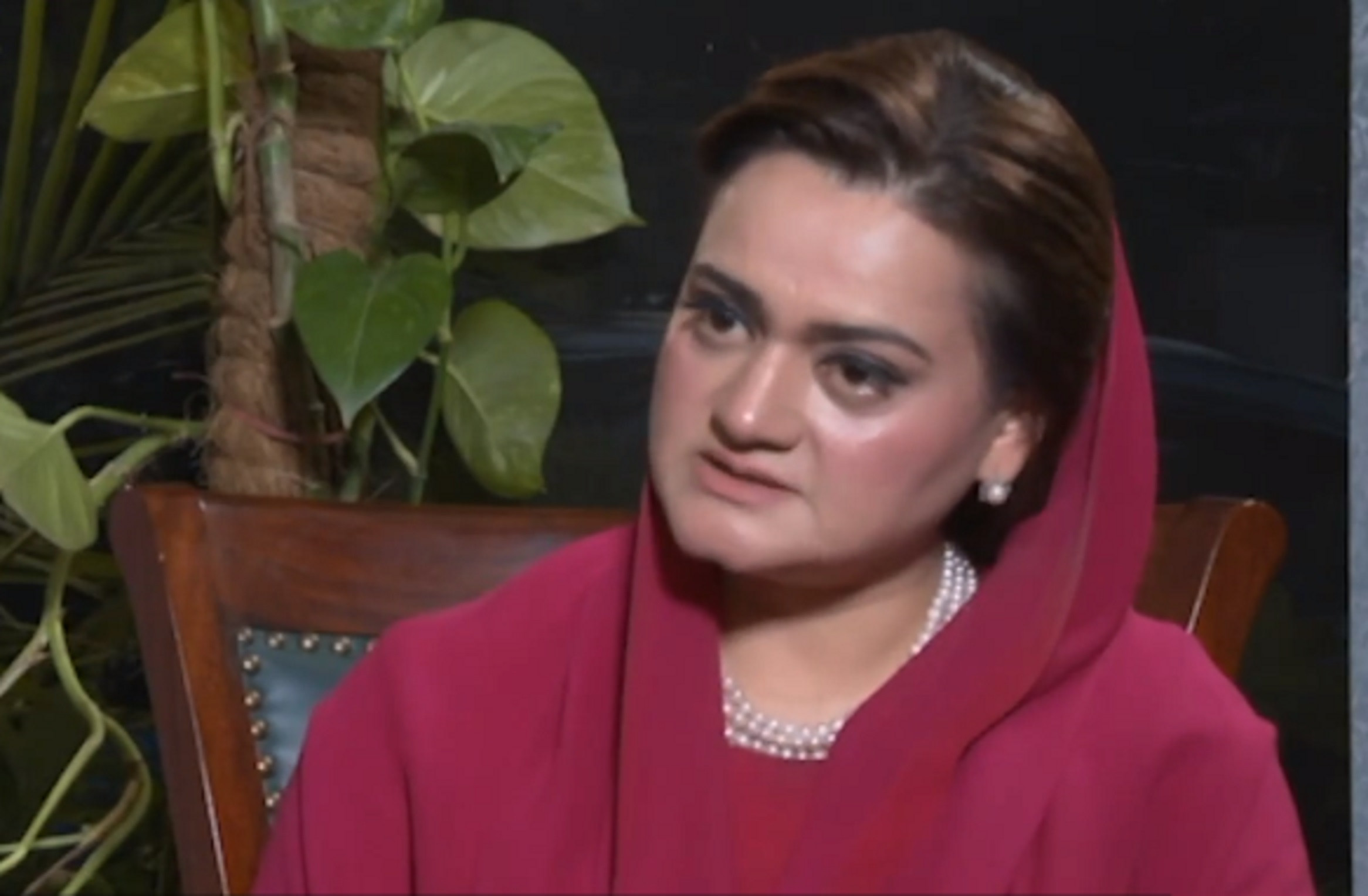information minister marriyum aurangzeb during an interview with a local news channel photo screengrab
