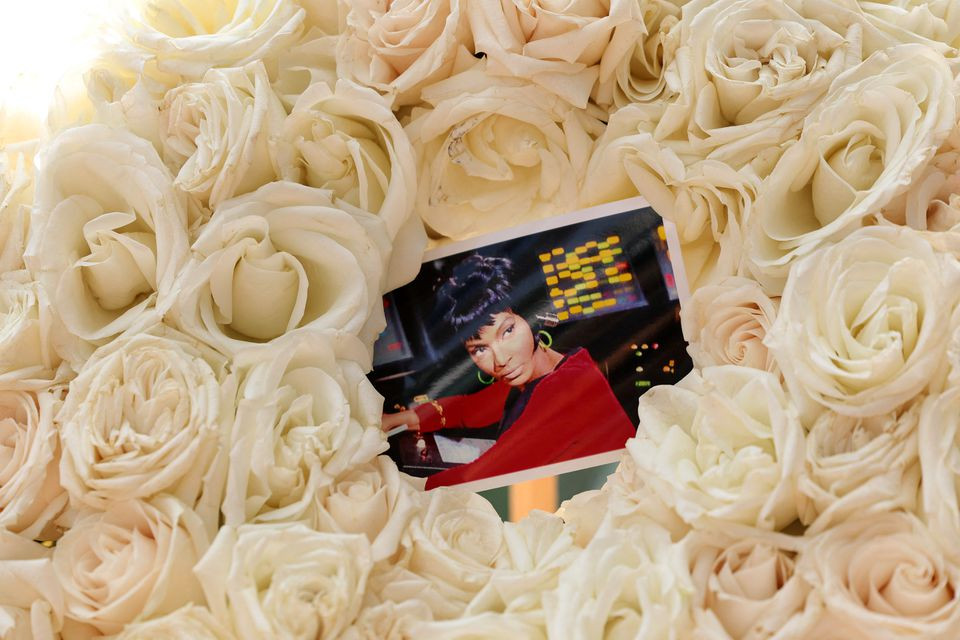 photograph of late in a rose wreath placed on her star on the hollywood walk of fame in los angeles california us august 1 2022 reuters mario anzuoni