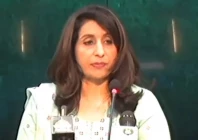 foreign office spokesperson mumtaz zahra baloch briefing media in islamabad screengrab
