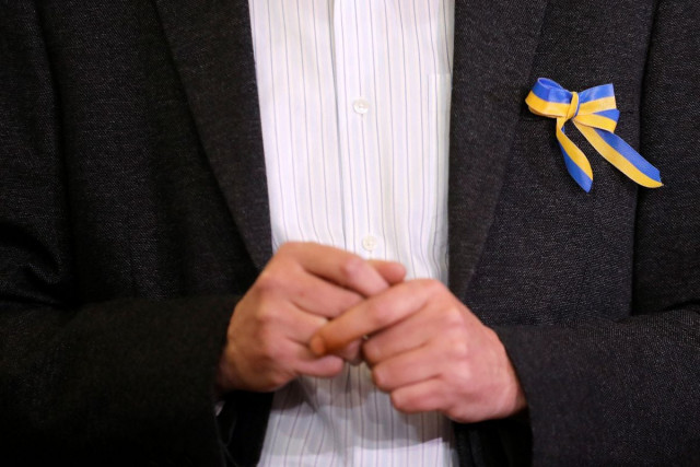 ukraine s ambassador to india igor polikha wears a ribbon in the colours of the ukrainian flag during a news conference as russia s invasion of ukraine continues at the embassy of ukraine in new delhi india february 28 2022 photo reuters file ukraine s ambassador to india igor polikha wears a ribbon in the colours of the ukrainian flag during a news conference as russia s invasion of ukraine continues at the embassy of ukraine in new delhi india february 28 2022 photo reuters file