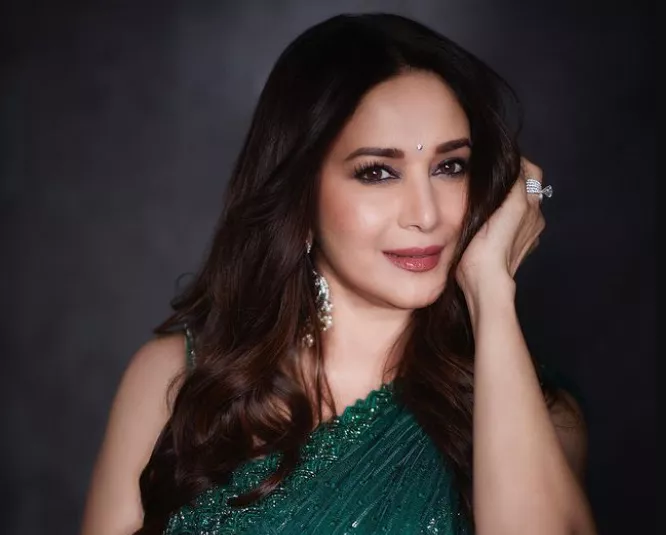 madhuri makes a statement in sari by ace pakistani atelier faraz manan madhuri makes a statement in sari by ace pakistani atelier faraz manan
