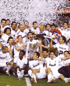 home fans celebrate after real win