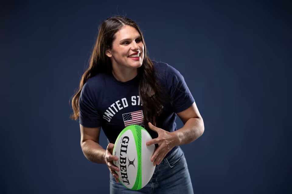 us rugby player ilona maher poses for a portrait during the team usa media summit ahead of the paris olympics and paralympics at an event in new york us april 15 2024 file photo reuters