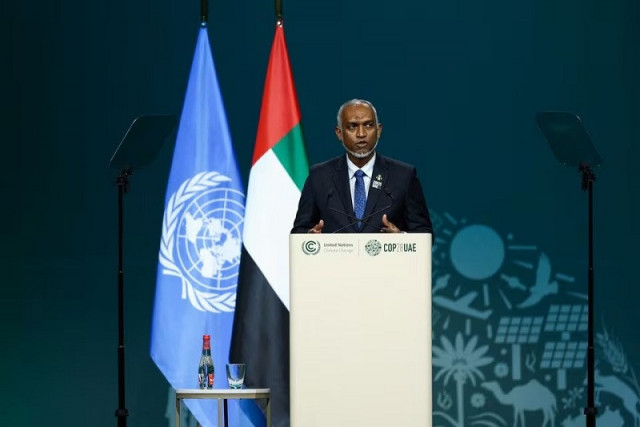 president of the maldives mohamed muizzu at cop28 in dubai united arab emirates december 1 2023 photo reuters president of the maldives mohamed muizzu at cop28 in dubai united arab emirates december 1 2023 photo reuters