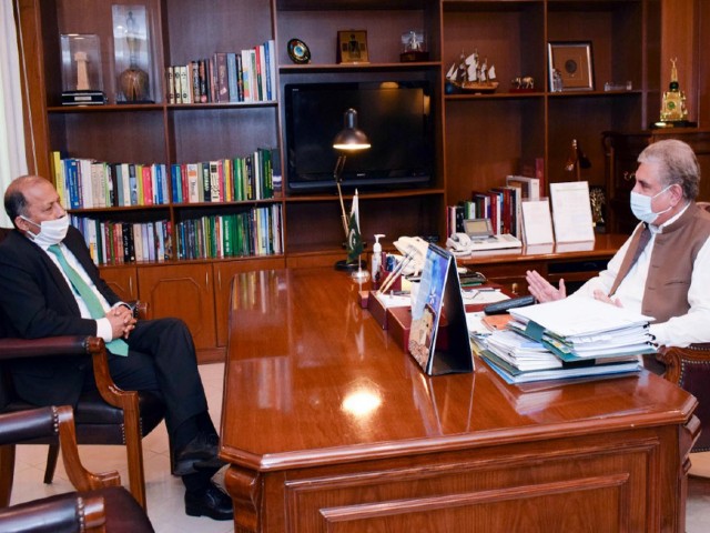 ambassador designate of pakistan to afghanistan mansoor ahmed khan called on foreign minister makhdoom shah mehmood qureshi at ministry of foreign affairs in islamabad on september 07 2020 photo pid