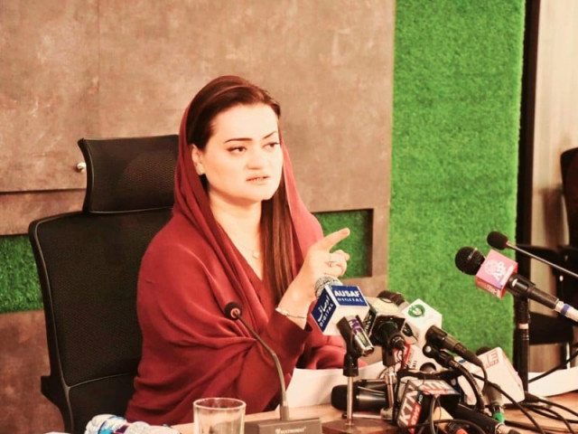 federal information and broadcasting minister marriyum aurangzeb addressing a press conference in islamabad on august 19 2022 photo pid