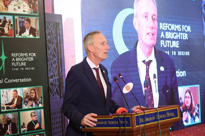world bank s regional vice president for south asia martin raiser addresses a ceremony in islamabad on november 28 2023 photo x martinraiser world bank s regional vice president for south asia martin raiser addresses a ceremony in islamabad on november 28 2023 photo x martinraiser