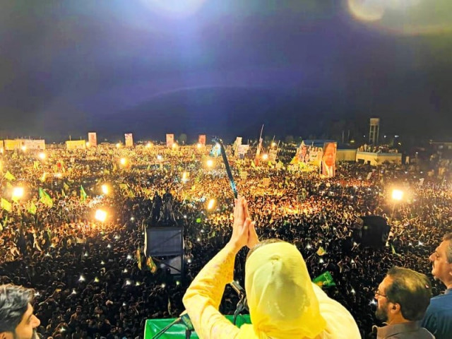 pml n vice president maryam nawaz addressing a public gathering in layyah on july 13 2022 photo twitter saimafarooq