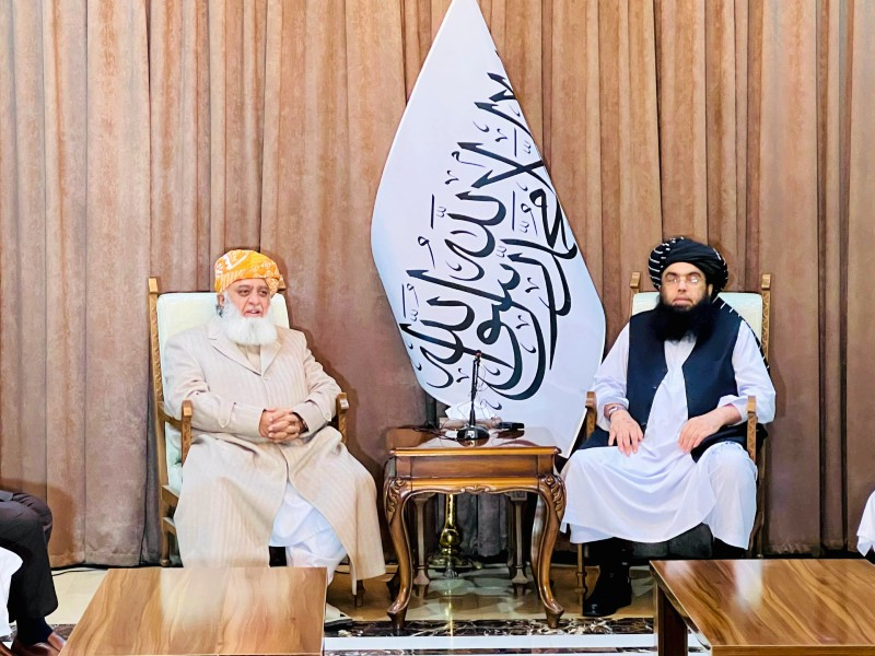 jamiat ulema e islam fazl jui f chief maulana fazlur rehman meets interim deputy prime minister of afghanistan maulana abdul kabir on january 7 2024 photo x juipakofficial