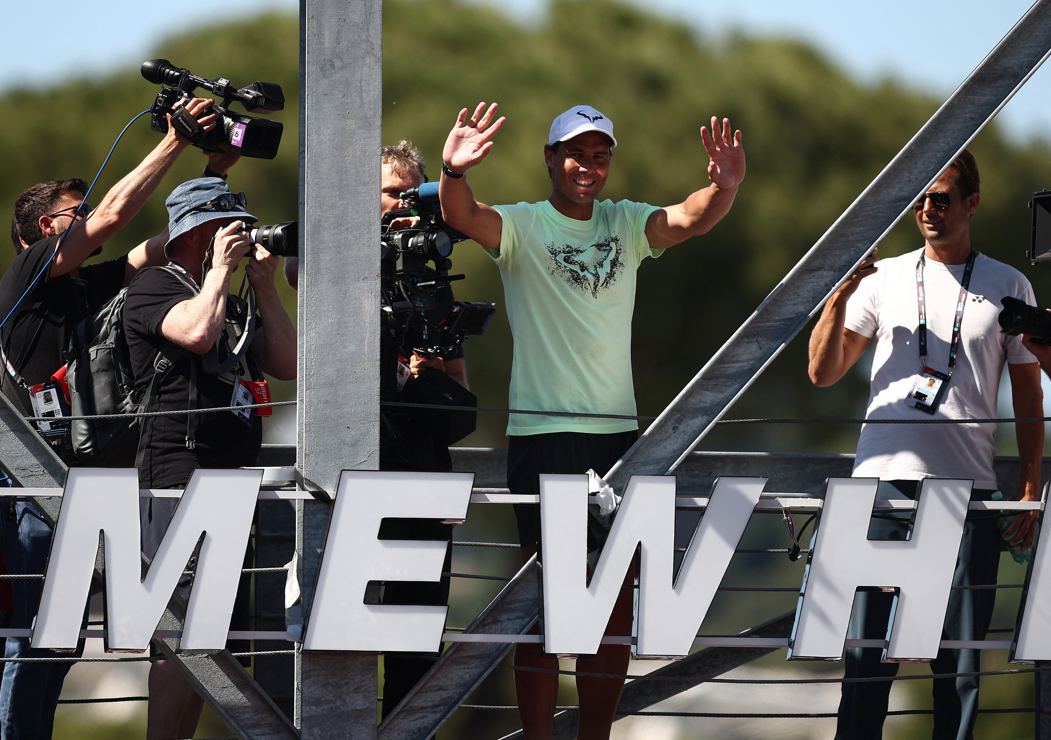 spent spain s rafael nadal waves to the fans after the press conference after his italian open round of 64 match against poland s hubert hurkacz photo reuters