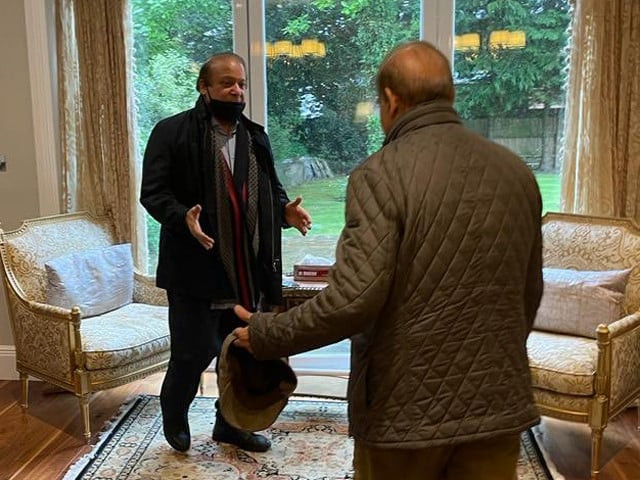 prime minister shehbaz sharif meets pml n supremo nawaz sharif in london on may 11 2022 photo express file