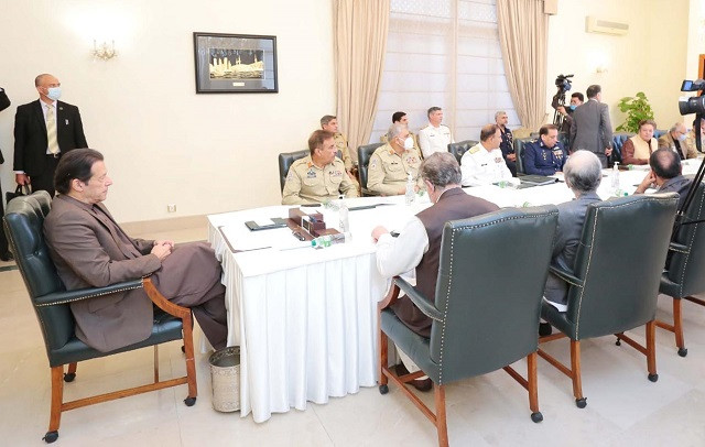 prime minister imran khan chairs a meeting of the national security committee in islamabad on october 29 2021 photo pid