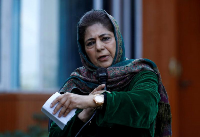 mehbooba mufti former chief minister of jammu and kashmir and president of peoples democratic party pdp addresses a news conference in srinagar october 23 2020 photo reuters file mehbooba mufti former chief minister of jammu and kashmir and president of peoples democratic party pdp addresses a news conference in srinagar october 23 2020 photo reuters file