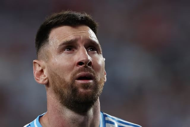 argentina s lionel messi reacts metlife stadium east rutherford new jersey united states june 25 2024 photo reuters argentina s lionel messi reacts metlife stadium east rutherford new jersey united states june 25 2024 photo reuters