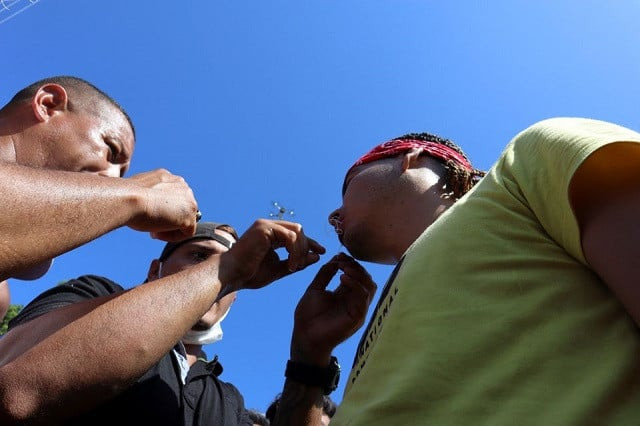 a migrant begins a hunger strike with his mouth sewed shut during a protest to demand free transit through the country outside the office of the national migration institute inm in tapachula mexico february 15 2022 photo reuters a migrant begins a hunger strike with his mouth sewed shut during a protest to demand free transit through the country outside the office of the national migration institute inm in tapachula mexico february 15 2022 photo reuters