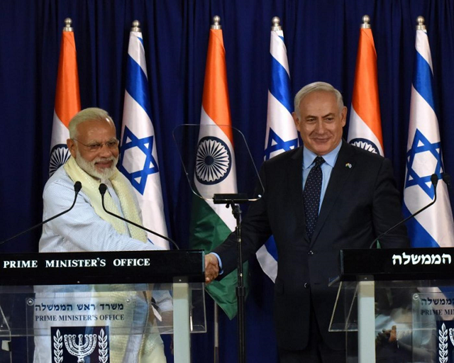 indian prime minister narendra modi and israeli prime minister benjamin netanyahu photo afp