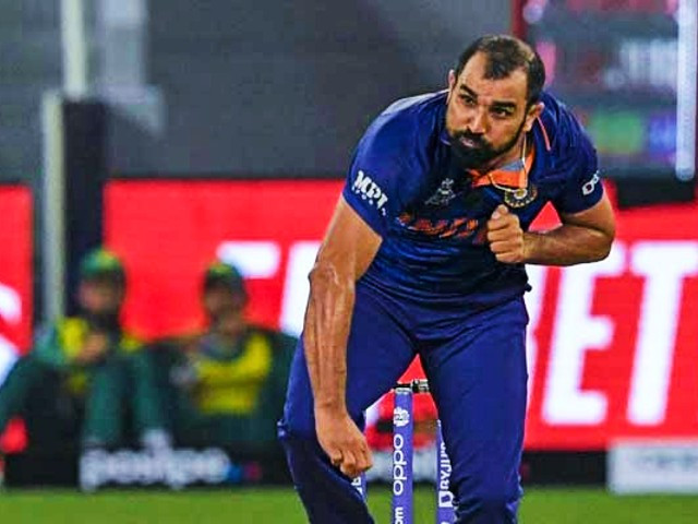 indian fast bowler mohammad shami bowls during the pakistan india match during wct20 encounter on sunday photo afp