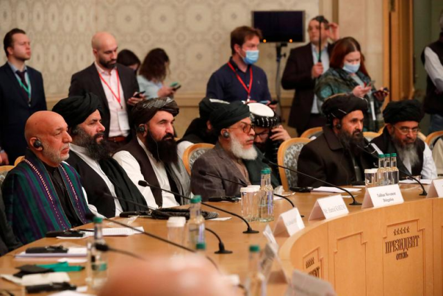 officials including afghan former president hamid karzai and the taliban s deputy leader and negotiator mullah abdul ghani baradar attend the afghan peace conference in moscow russia march 18 2021 photo reuters file officials including afghan former president hamid karzai and the taliban s deputy leader and negotiator mullah abdul ghani baradar attend the afghan peace conference in moscow russia march 18 2021 photo reuters file