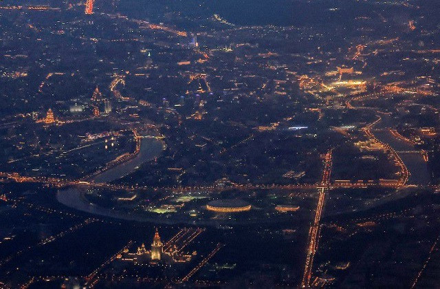 a general view of the centre of moscow in the dusk shot from an airplane flying over the city russia june 2 2021 photo reuters