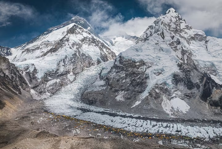 a drone view shows mount everest along with khumbu glacier and base camp in nepal april 30 2024 photo reuters