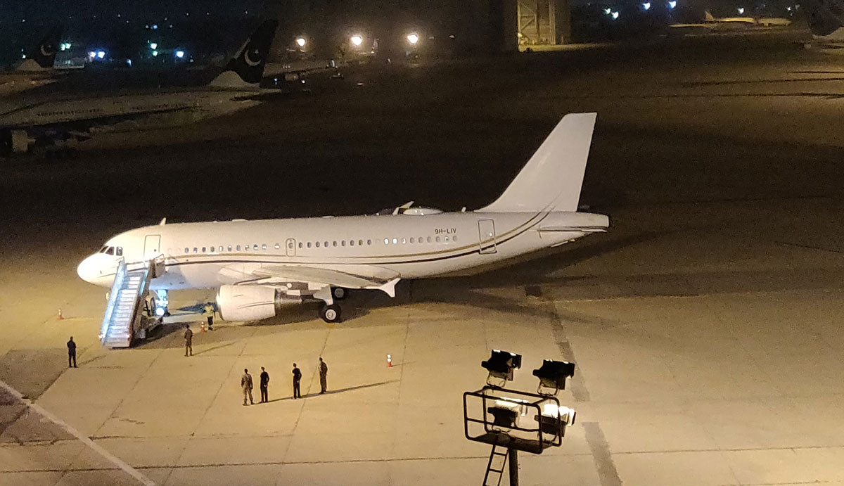 photo of special aircraft carryingformer military ruler general retd pervez musharraf