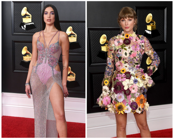 dua lipa stole the night in her stunning versace gown while taylor swift hugely missed the mark photo file