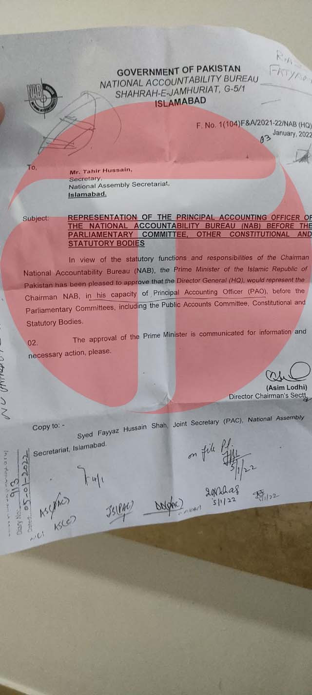 A copy of the NAB letter available with The Express Tribune.