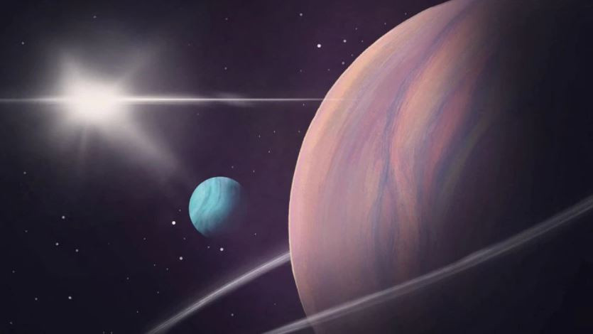 an artist s rendering shows a moon with a diameter roughly 2 6 times that of earth orbiting a large gas giant planet in another solar system located about 5 700 light years from our solar system in an undated handout illustration scientists using what is called the transmit method have found evidence of the existence of this moon which is only the second moon detected outside our solar system photo reuters