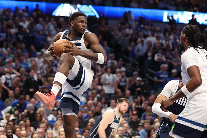 minnesota timberwolves guard anthony edwards against the dallas mavericks at american airlines center photo reuters