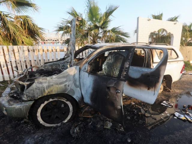 a vehicle damaged in an israeli airstrike in deir al balah gaza april 2 2024 photo reuters a vehicle damaged in an israeli airstrike in deir al balah gaza april 2 2024 photo reuters