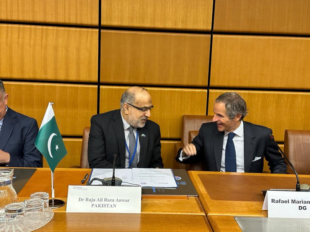 Anchor Centre Agreement was signed by Dr. Raja Ali Raza Anwar, Chairman PAEC and the Director General of IAEA, Rafael Mariano Grossi. PHOTO: EXPRESS