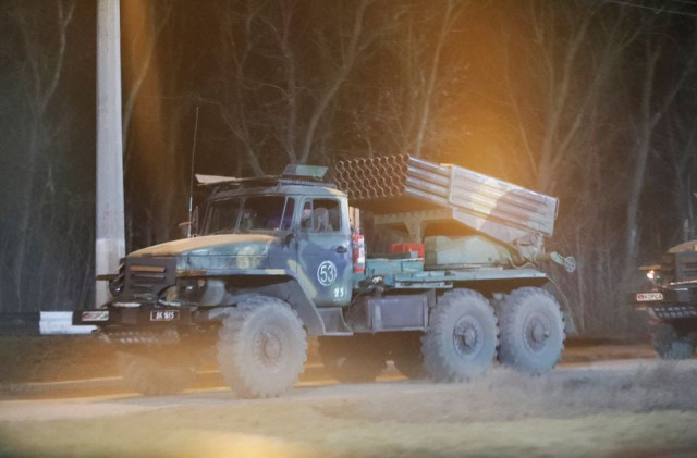 a military vehicle is seen on a street on the outskirts of the separatist controlled city of donetsk ukraine february 24 2022 reuters a military vehicle is seen on a street on the outskirts of the separatist controlled city of donetsk ukraine february 24 2022 reuters