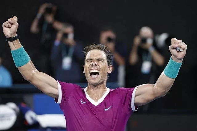 spain s rafael nadal celebrates winning the australian open final against russia s daniil medvedev photo reuters spain s rafael nadal celebrates winning the australian open final against russia s daniil medvedev photo reuters