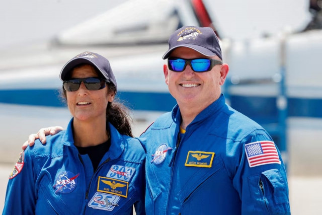 nasa astronauts butch wilmore and suni williams pose ahead of the launch of boeing s starliner 1 crew flight test cft in cape canaveral florida u s on april 25 2024 photo reuters nasa astronauts butch wilmore and suni williams pose ahead of the launch of boeing s starliner 1 crew flight test cft in cape canaveral florida u s on april 25 2024 photo reuters