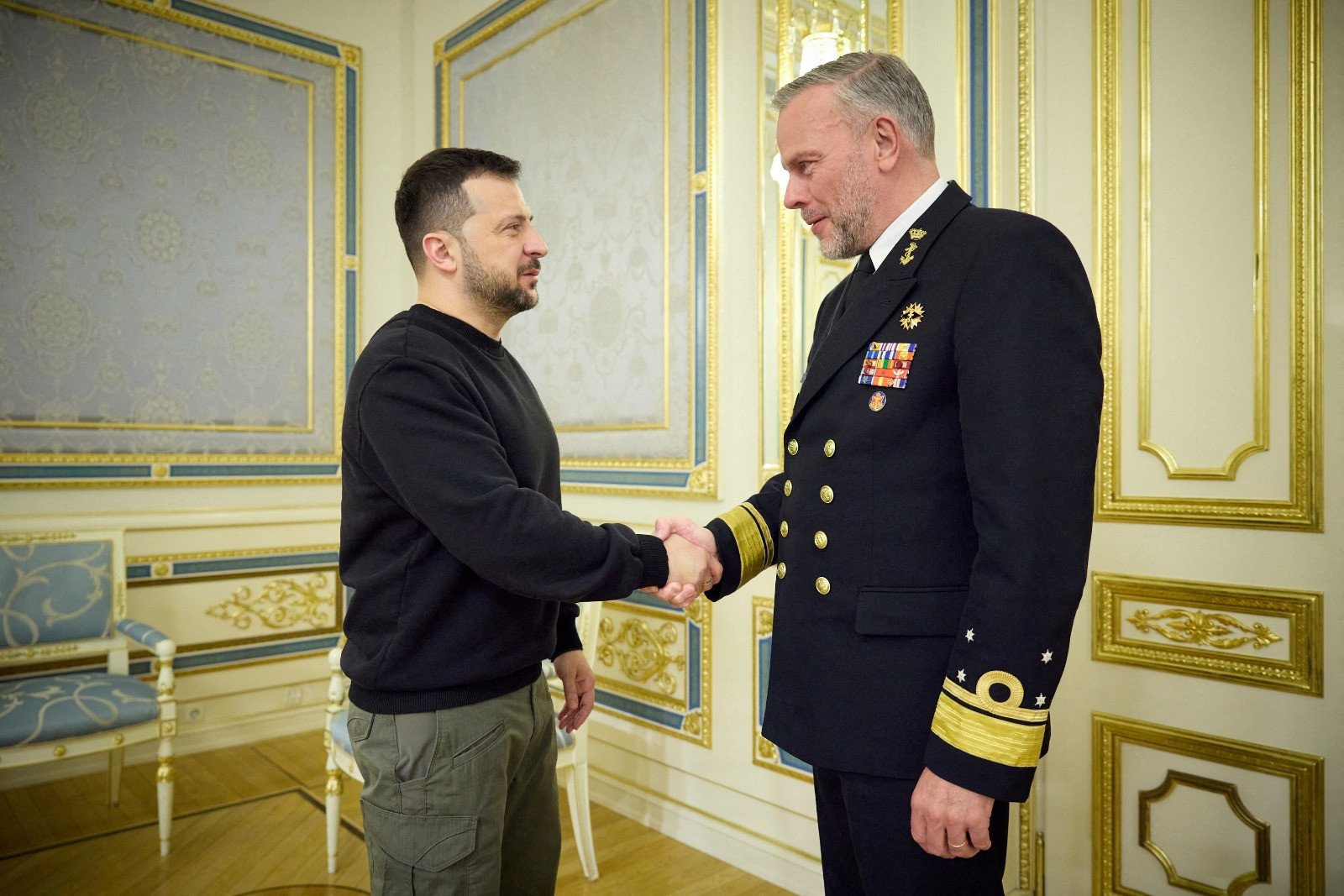 ukraine s president volodymyr zelenskiy meets with chairman of nato s military committee admiral rob bauer in kyiv ukraine on march 21 2024 file photo reuters