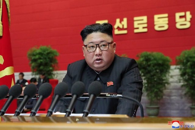 north korean leader kim jong un speaks during the 8th congress of the workers party in pyongyang north korea in this photo supplied by north korea s central news agency kcna on january 8 2021 photo reuters