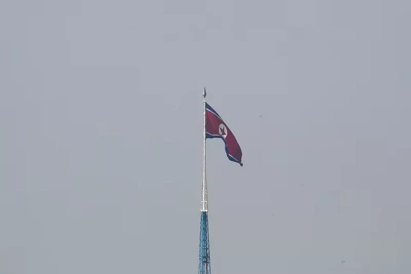 a north korean flag flutters on top of the 160 metre tall tower at north korea s propaganda village of gijungdong september 30 2019 photo reuters a north korean flag flutters on top of the 160 metre tall tower at north korea s propaganda village of gijungdong september 30 2019 photo reuters