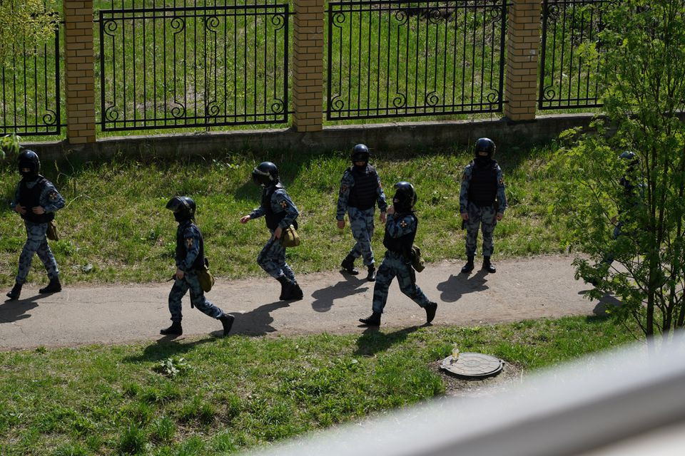 tactical team responds to a deadly shooting at school number 175 in kazan tatarstan russia may 11 2021 in this image obtained from social media photo reuters