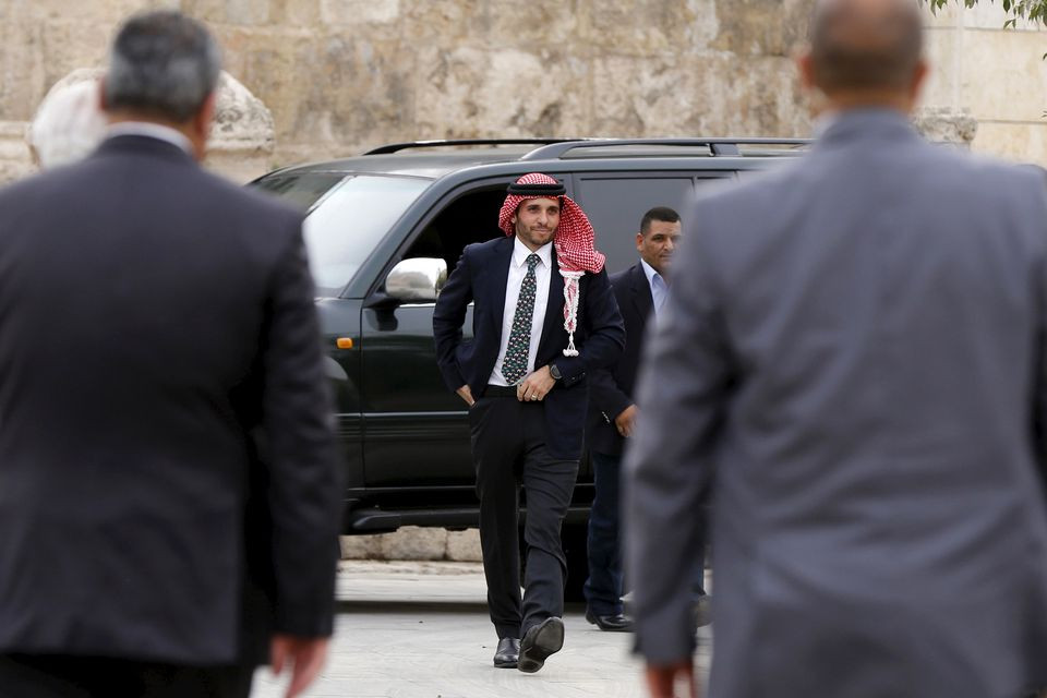 jordan s prince hamza c arrives to attend the speech of jordan s prince ali bin al hussein at the roman amphitheatre area in downtown amman jordan september 9 2015 reuters