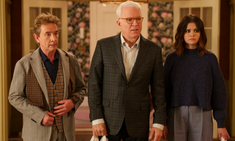 martin short steve martin and selena gomez in only murders in the building photo by craig blankenhorn hulu