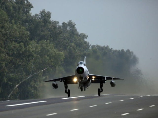a paf f 7p fighter aircraft taking off from the motorway during the road runway operations exercise photo paf