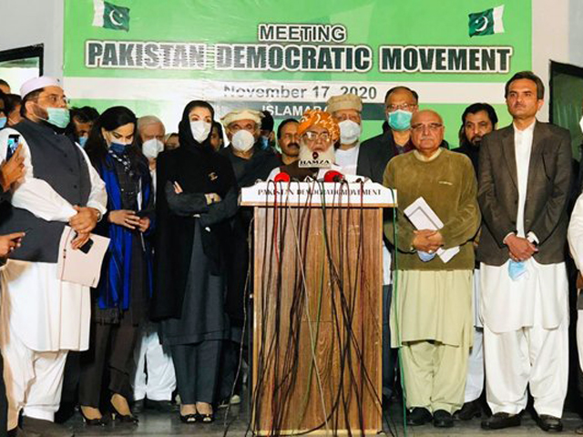 pdm chief maulana fazlur rehman addresses a press conference in islamabad photo pml n twitter file