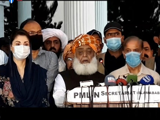 pdm president maulana fazlur rehman addressing press conference in islamabad screengrab file