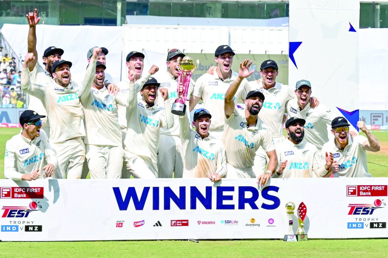 new zealand players celebrate after their historic win photo bcci