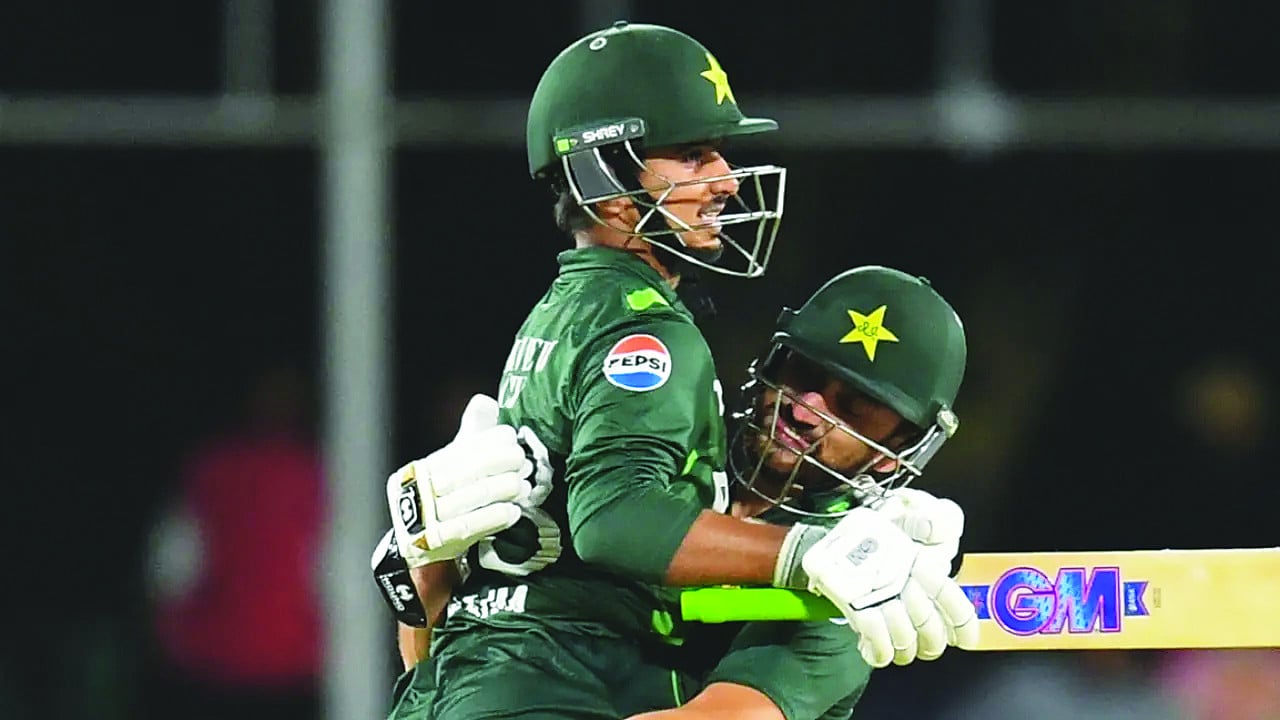 saim ayub and salman agha put on 141 for the fifth wicket photo afp