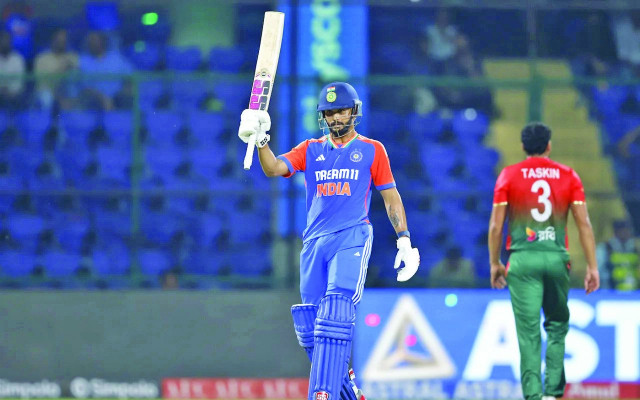 nitish kumar reddy registered his maiden t20i fifty in 27 balls against bangladesh photo afp nitish kumar reddy registered his maiden t20i fifty in 27 balls against bangladesh photo afp
